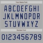 Personalized Varsity Letterman Jacket Gray Navy-White Two Tone Full-Snap Bomber Personalized Gray Navy-White Bomber Full-Snap