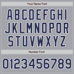 Custom Name and Number Bomber Jacket Two-Tone Navy White Gray Varsity Full-Snap Team Apparel Personalized Gray Navy-White
