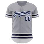 Custom Authentic Baseball Jersey with Personalized Name and Number - Gray Navy-White Line Personalized Gray Navy-White Line