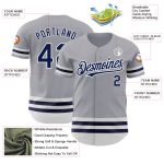 Custom Authentic Baseball Jersey with Personalized Name and Number - Gray Navy-White Line Personalized Gray Navy-White Line