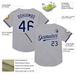 Custom Name and Number Authentic Throwback Baseball Jersey Gray Navy-White Mesh Personalized Team Jersey Personalized Gray