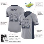 Custom Name and Number Personalized Gray Navy-White Mesh Football Jersey Drift Fashion Team Apparel Personalized Gray Navy-White