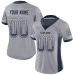 Custom Name and Number Personalized Gray Navy-White Mesh Football Jersey Drift Fashion Team Apparel Personalized Gray Navy-White