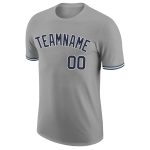 Custom Team Performance T-Shirt with Personalized Name and Number - Gray Navy-White Personalized Gray Navy-White Performance