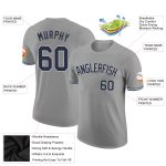 Custom Team Performance T-Shirt with Personalized Name and Number - Gray Navy-White Personalized Gray Navy-White Performance