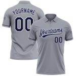 Custom Team Name Number Gray Navy-White Performance Vapor Golf Polo Shirt Personalized Gray Navy-White Performance Vapor