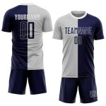 Personalized Soccer Jersey with Custom Name & Number - Gray Navy-White Split Fashion Uniform Personalized Gray Navy-White