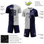 Personalized Soccer Jersey with Custom Name & Number - Gray Navy-White Split Fashion Uniform Personalized Gray Navy-White