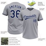 Personalized Unisex Softball Jersey - Gray Navy-White Two-Button Design Personalized Gray Navy-White Two-Button Unisex Softball