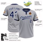 Custom Name and Number Softball Jersey for Team - Personalized Gray Navy-White Unisex Two-Button Style Personalized Gray