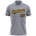 Personalized Performance Vapor Golf Polo Shirt with Custom Name and Number in Gray Navy Yellow Personalized Gray Navy-Yellow