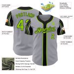 Custom Baseball Jersey with Personalized Name and Number - Authentic Gray Neon Green-Black Colors, Arm Shapes Personalized