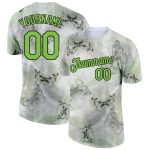 Custom Butterfly Performance T-Shirt with 3D Gray Neon Green-Black Pattern, Personalized Name & Number Personalized Gray
