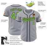 Personalized Gray Neon Green Black Baseball Jersey - Authentic Custom Team Wear Personalized Gray Neon Green-Black Authentic