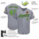 Custom Gray Neon Green Black Baseball Jersey with Personalized Name and Number - Authentic Team Apparel Personalized Gray