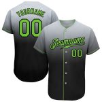 Custom Name Number Gray Neon Green Black Fade Baseball Jersey Authentic Fashion Team Personalized Gray Neon Green-Black Authentic