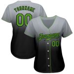 Custom Name Number Gray Neon Green Black Fade Baseball Jersey Authentic Fashion Team Personalized Gray Neon Green-Black Authentic