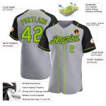 Custom Name and Number Personalized Gray Neon Green-Black Baseball Jersey Authentic Raglan Sleeves Personalized Gray Neon