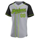 Custom Name and Number Personalized Gray Neon Green-Black Baseball Jersey Authentic Raglan Sleeves Personalized Gray Neon