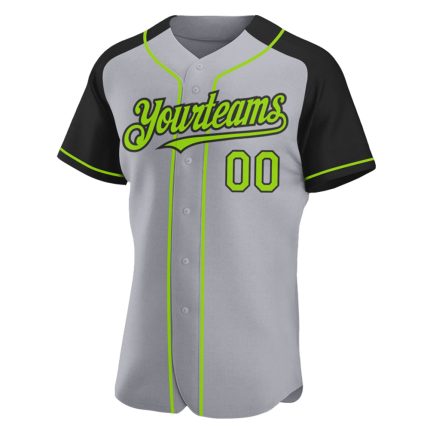 Custom Name and Number Personalized Gray Neon Green-Black Baseball Jersey Authentic Raglan Sleeves Personalized Gray Neon