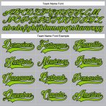 Custom Hockey Jersey with Personalized Name and Number in Gray Neon Green-Black Lace Neck Design Personalized Gray Neon Green-Black