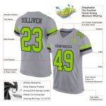 Personalized Gray Black Neon Green Football Jersey - Authentic Mesh Design Personalized Gray Neon Green-Black Mesh Authentic