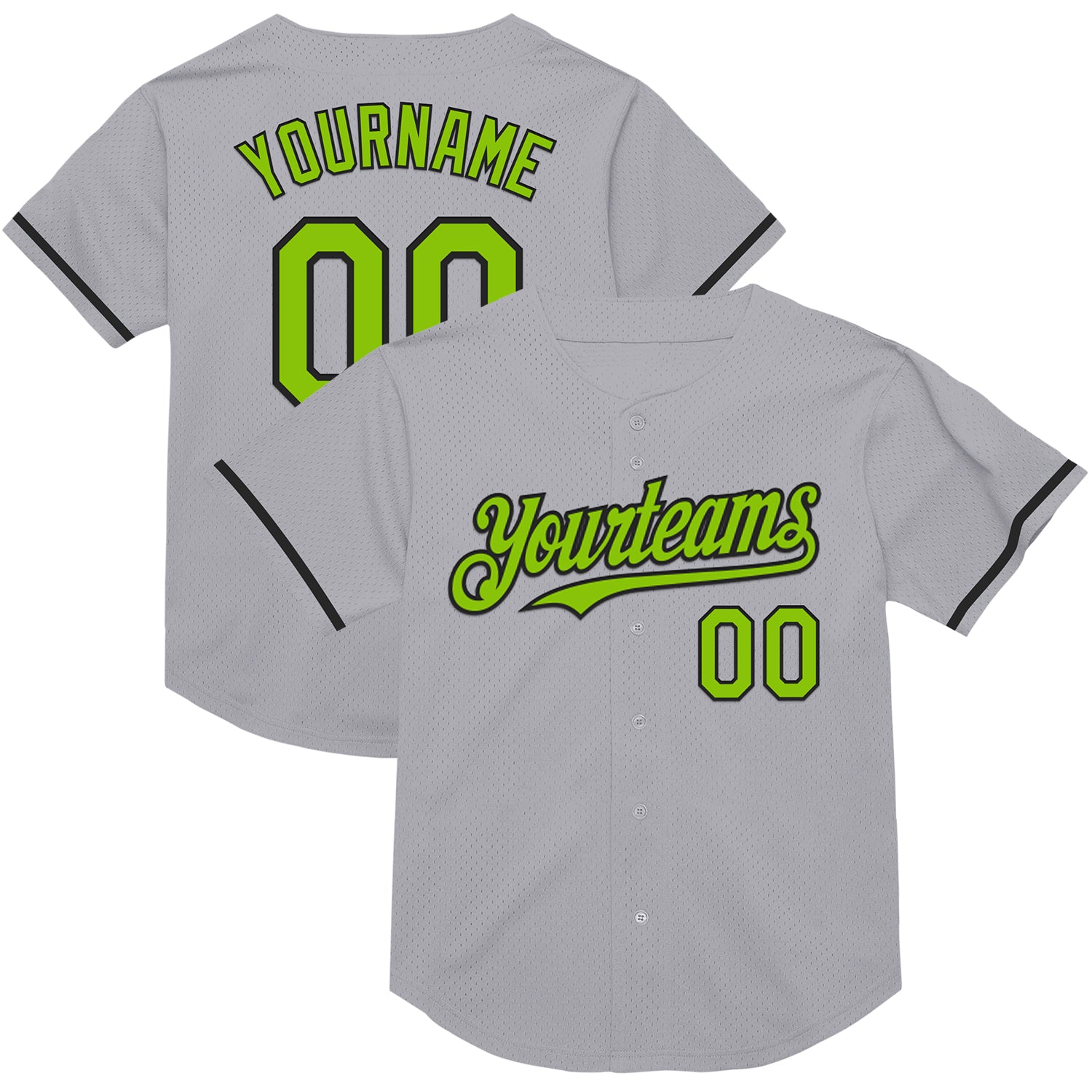 Custom Name Number Gray Neon Green Black Mesh Throwback Baseball Jersey Authentic Personalized Gray Neon Green-Black Mesh