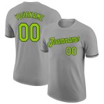 Custom Team Performance T-Shirt with Name and Number - Personalized Gray Neon Green-Black Personalized Gray Neon Green-Black