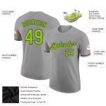 Custom Team Performance T-Shirt with Name and Number - Personalized Gray Neon Green-Black Personalized Gray Neon Green-Black