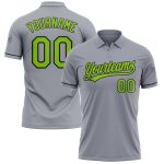 Custom Name and Number Gray Neon Green-Black Performance Golf Polo Shirt - Personalized Team Apparel Personalized Gray Neon