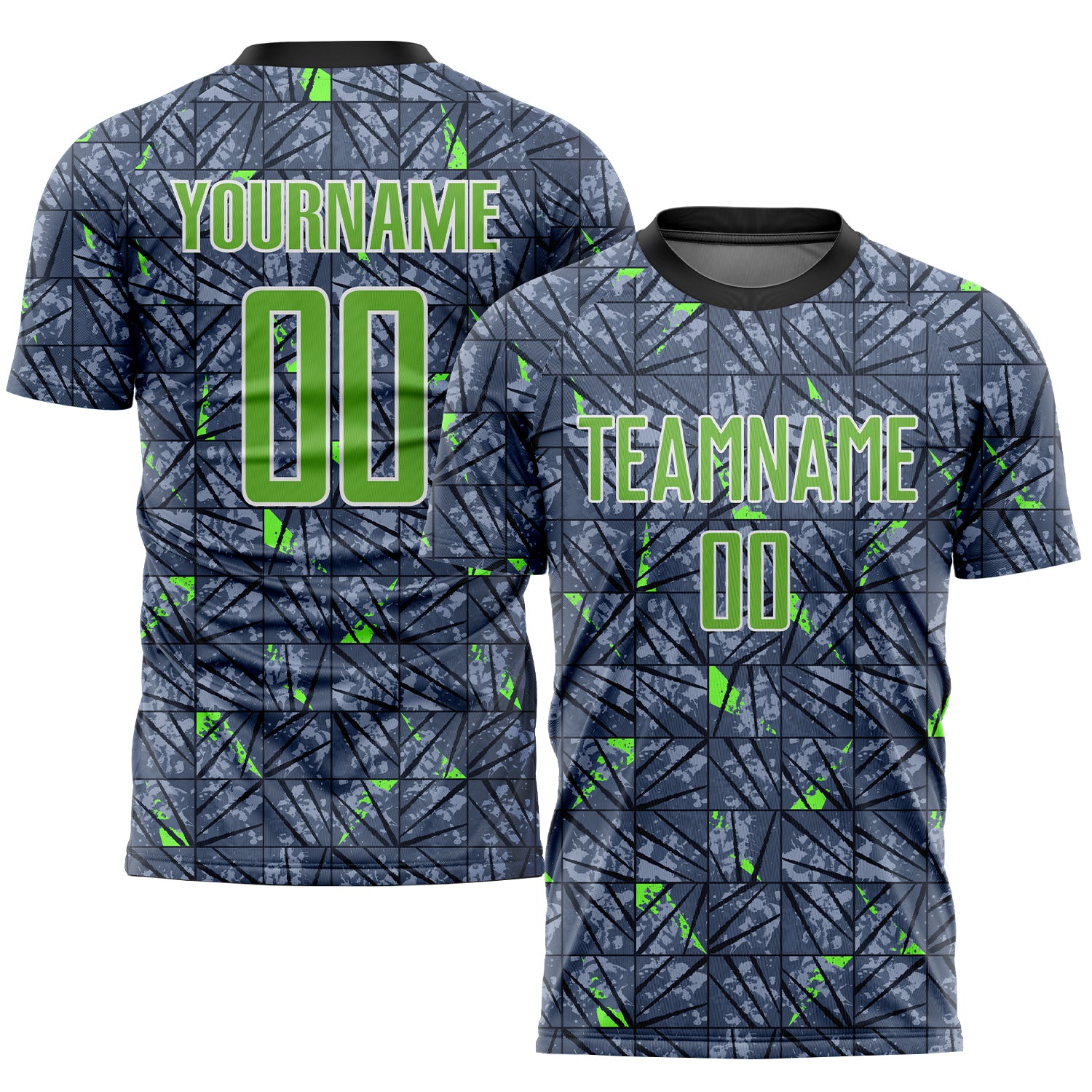Personalized Custom Soccer Jersey with Name and Number in Gray Neon Green-Black Sublimation Design Personalized Gray Neon