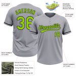Personalized Gray Neon Green Black Unisex Softball Jersey - Two-Button Design Personalized Gray Neon Green-Black Two-Button