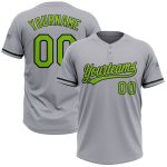 Personalized Gray Neon Green Black Unisex Softball Jersey - Two-Button Design Personalized Gray Neon Green-Black Two-Button