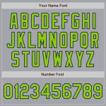 Custom Name and Number Baseball Jersey in Gray Neon Green and Navy - Authentic 3 Color Arm Shapes Personalized Gray Neon