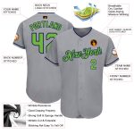 Custom Name and Number Personalized Baseball Jersey in Gray Neon Green and Navy Personalized Gray Neon Green-Navy Authentic
