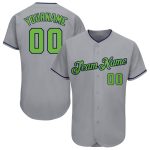 Custom Name and Number Personalized Baseball Jersey in Gray Neon Green and Navy Personalized Gray Neon Green-Navy Authentic