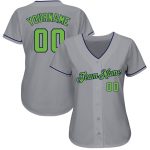 Custom Name and Number Personalized Baseball Jersey in Gray Neon Green and Navy Personalized Gray Neon Green-Navy Authentic