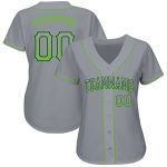 Custom Team Name and Number Baseball Jersey - Personalized Gray Neon Green-Navy Drift Fashion Personalized Gray Neon Green-Navy