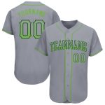Custom Team Name and Number Baseball Jersey - Personalized Gray Neon Green-Navy Drift Fashion Personalized Gray Neon Green-Navy