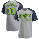 Custom Name Number Baseball Jersey - Personalized Gray Neon Green Navy Authentic Raglan Sleeve Personalized Gray Neon Green-Navy