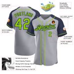 Custom Name Number Baseball Jersey - Personalized Gray Neon Green Navy Authentic Raglan Sleeve Personalized Gray Neon Green-Navy
