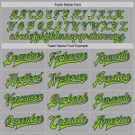Custom Name and Number Varsity Letterman Jacket - Personalized Gray Neon Green-Navy Bomber Personalized Gray Neon Green-Navy