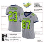 Personalized Authentic Football Jersey - Gray Neon Green Navy Mesh Design Personalized Gray Neon Green-Navy Mesh Authentic
