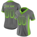 Custom Name and Number Personalized Football Jersey in Gray Neon Green-Navy Mesh Fashion Design Personalized Gray Neon Green-Navy
