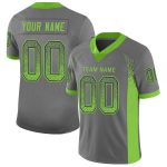 Custom Name and Number Personalized Football Jersey in Gray Neon Green-Navy Mesh Fashion Design Personalized Gray Neon Green-Navy