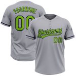 Custom Name Number Unisex Softball Jersey Personalized Gray Neon Green Navy Two-Button Style Personalized Gray Neon Green-Navy