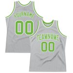 Custom Name Number Basketball Jersey - Personalized Gray and Neon Green Authentic Throwback Design Personalized Gray Neon
