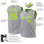 Personalized Gray Neon Green White Basketball Jersey - Authentic Throwback Style Personalized Gray Neon Green-White Authentic