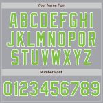 Custom Name and Number Varsity Letterman Jacket Gray Neon Green-White Full-Snap Bomber Style Personalized Gray Neon Green-White