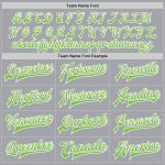 Custom Name and Number Varsity Letterman Jacket Gray Neon Green-White Full-Snap Bomber Style Personalized Gray Neon Green-White